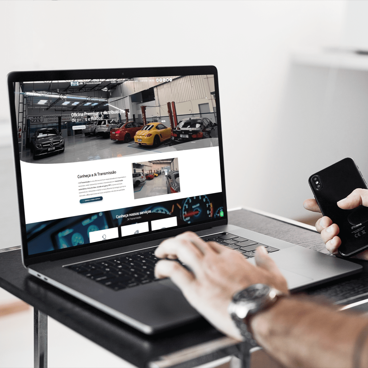 Mockup-JK-Transmissao - imagem Portf&oacute;lio desenvolvido pela Superix: Presta&ccedil;&atilde;o de Servi&ccedil;os 